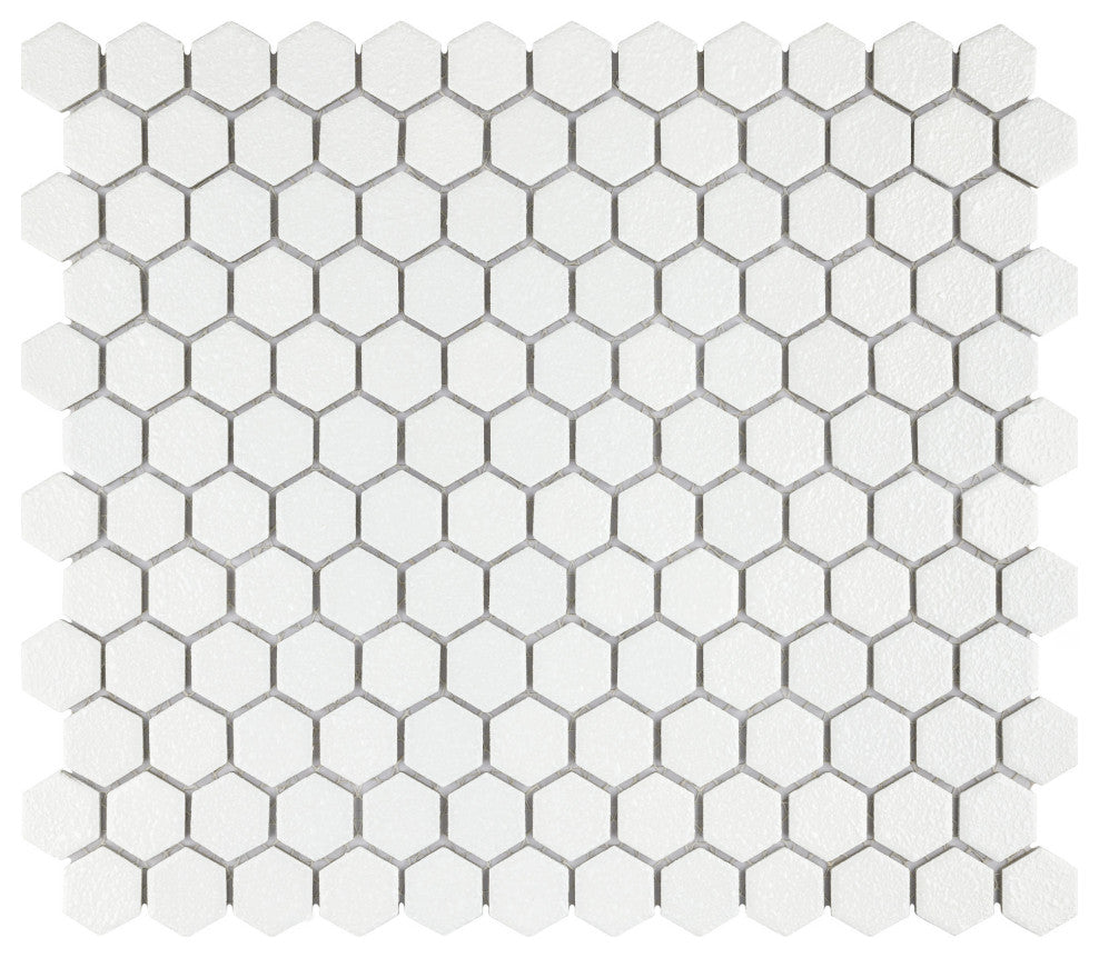 Hudson 1" Hex Crystalline White Porcelain Floor and Wall Tile
