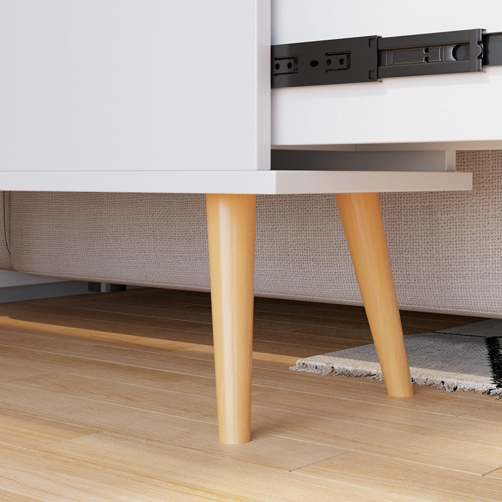 Rectangle End Table with Drawers Modern Sofa Side Table for Living Room, Natural