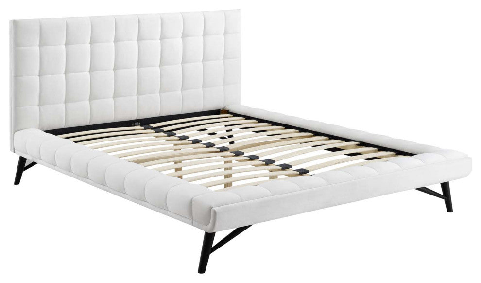 Julia Queen Biscuit Tufted Performance Velvet Platform Bed White