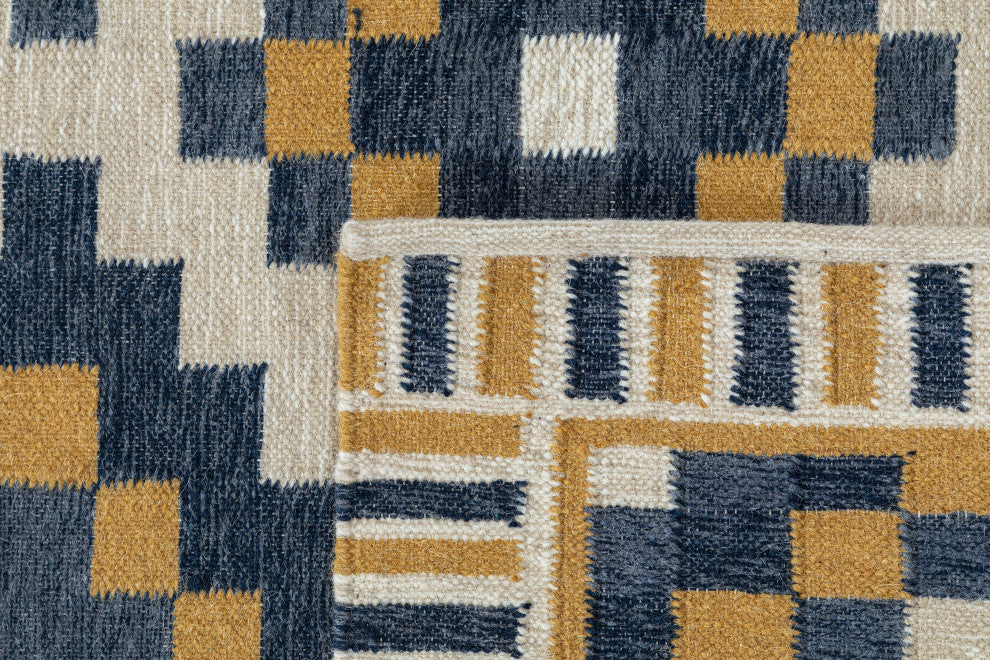 NuStory Mosaic Panja Hand-Made Contemporary Area Rug in Blue, 5' x 8'