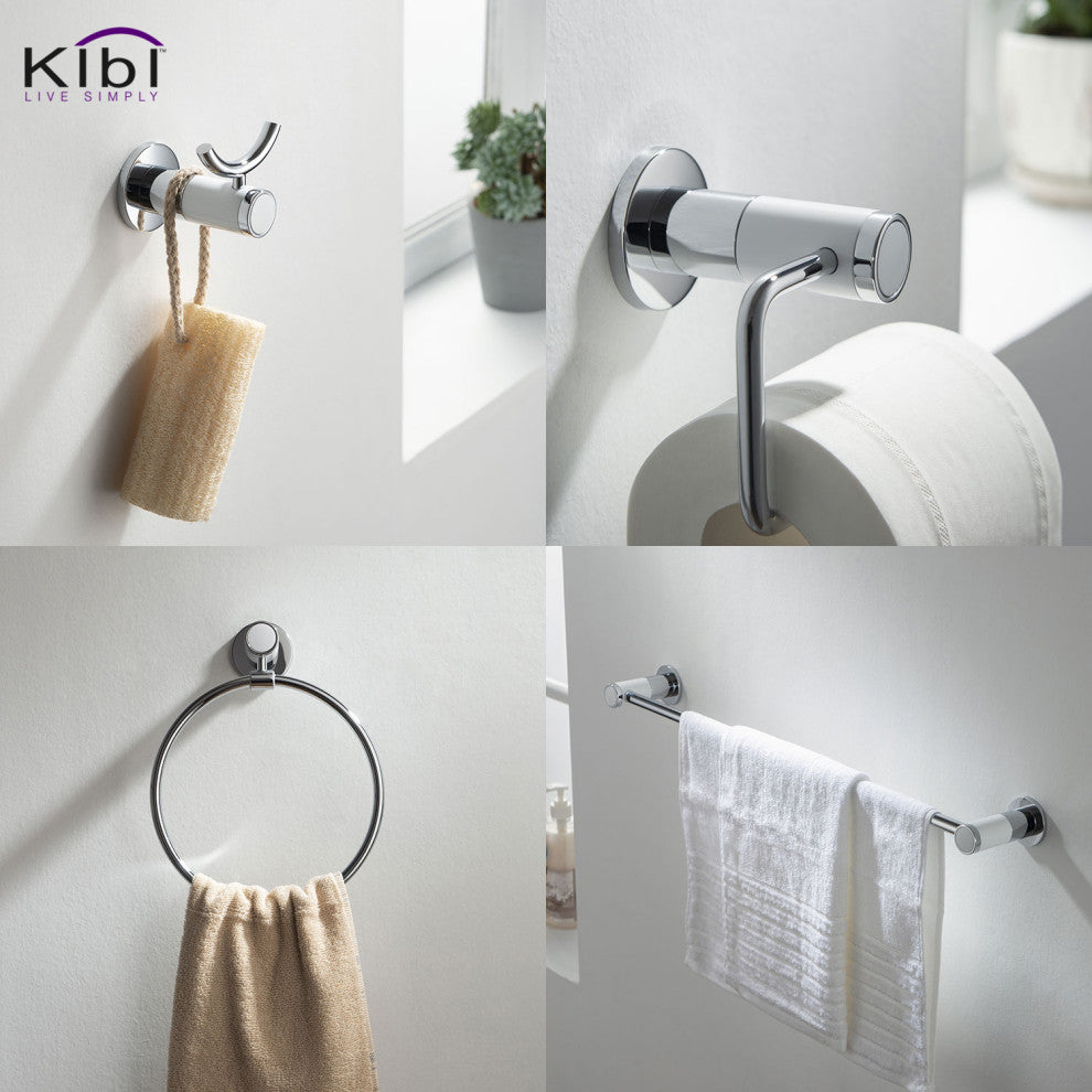 Abaco 4-Piece Bathroom Accessory Set, Chrome White