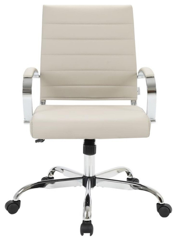LeisureMod Benmar Modern Leatherette Executive Swivel Office Chair in Tan