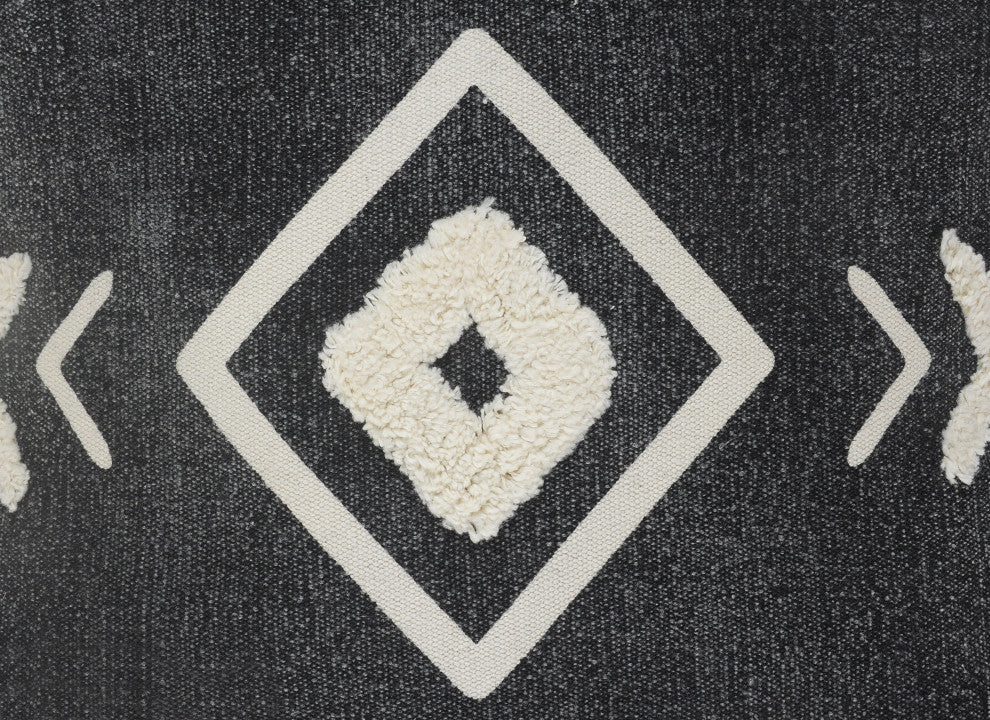 Tufted White Geometric Diamond Throw Pillow