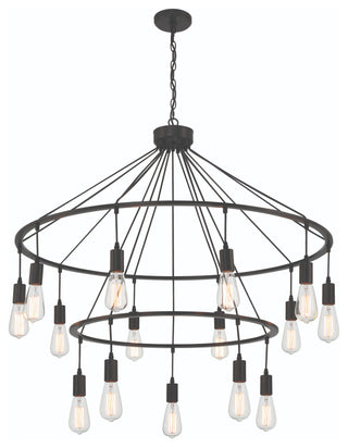 15-Light Unique Wagon Wheel Chandelier, Classic Black