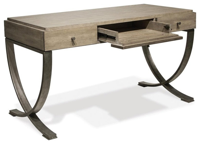 Riverside Furniture Sophie Wood and Metal Writing Desk in Natural
