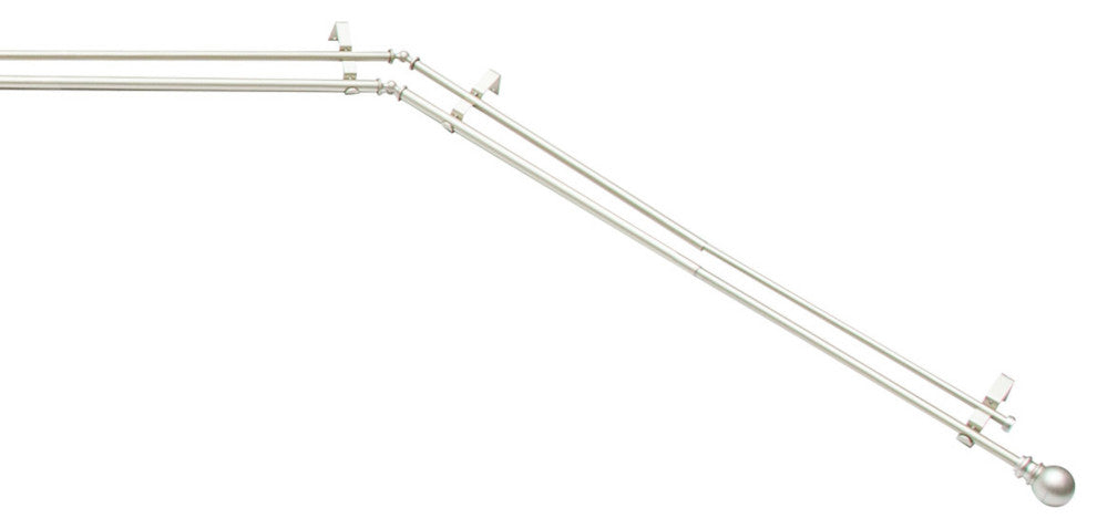 KenneyÂ® Bryce 3/4" Decorative Bay Window Double Curtain Rod, Brushed Nickel