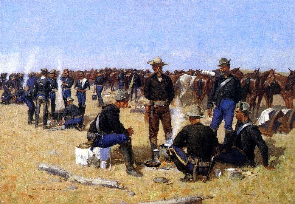 Frederic Remington A Cavalryman's Breakfast on the Plains Gallery Wrapped Canvas