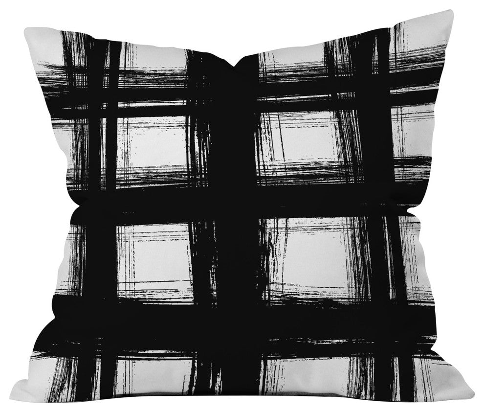 Gabriela Fuente Brush Check Throw Pillow, 18"x18"