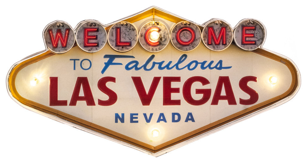 Welcome to Las Vegas Led Lit Metal Wall Decor