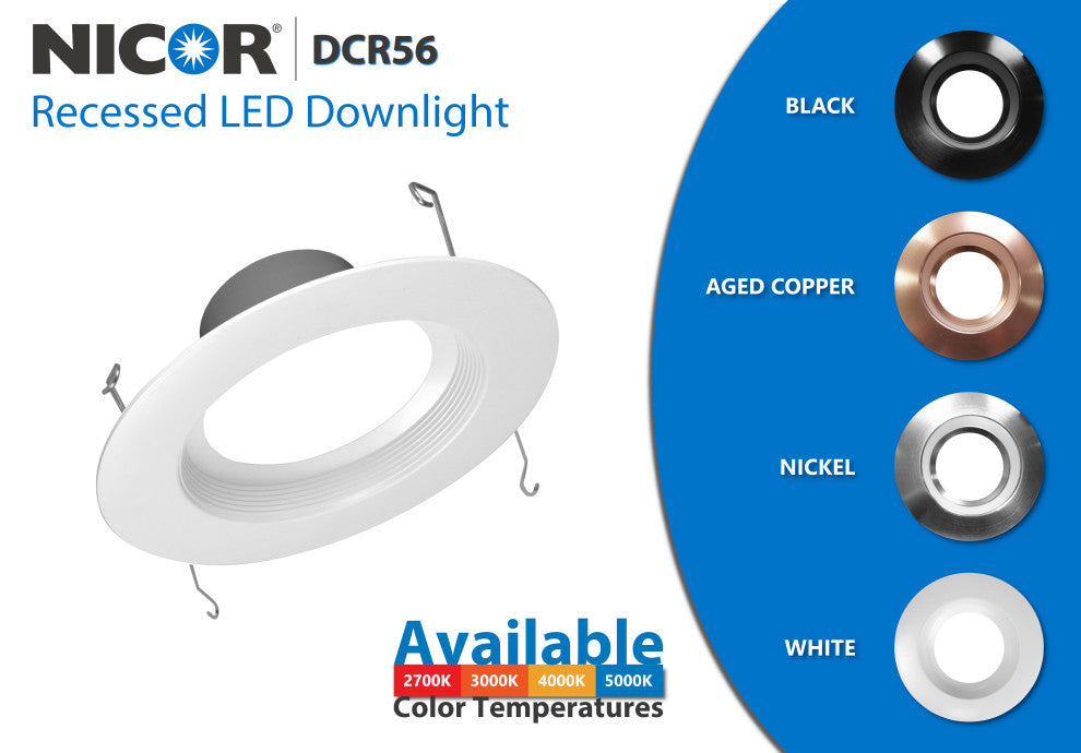DCR56 LED Recessed Downlight Retrofit, White, Baffle, 2700k (Warm White)