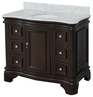 Katherine 42" Bath Vanity, Chocolate, Carrara Marble