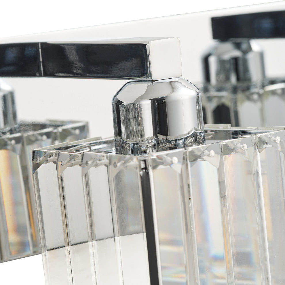 Polished Chrome 4-Light Textured Crystal Bathroom Vanity Light