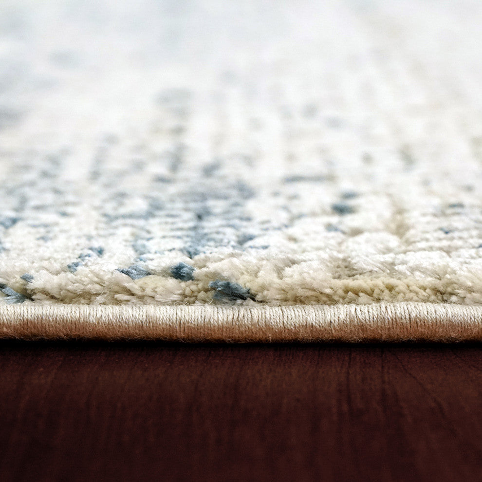 Torino Ivory And Blue Area Rug, 7.10''x10.10''