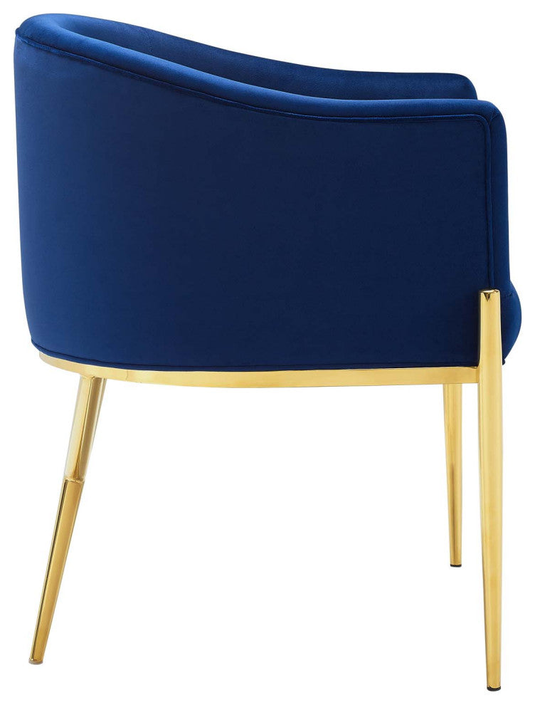 Savour Accent Dining Armchair Performance Velvet Set of 2 Navy