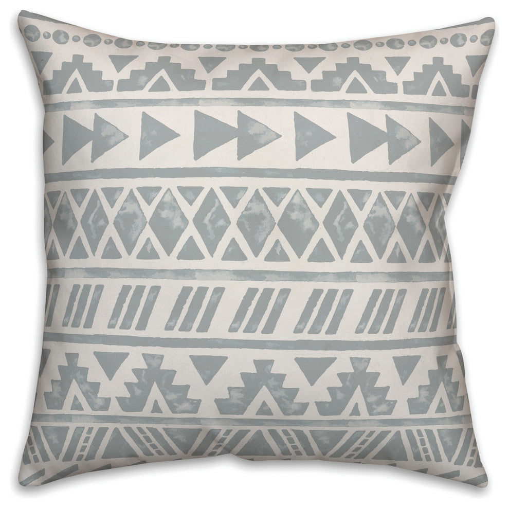 Grey Watercolor Tribal Pattern 18x18 Throw Pillow