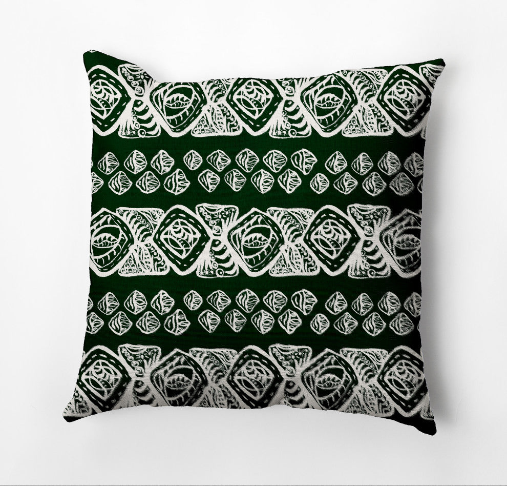 Tribal Geo Pillow, Green, 18"x18"