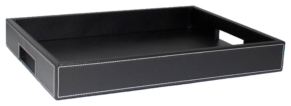 Kraftware White Stitching Vanity Tray