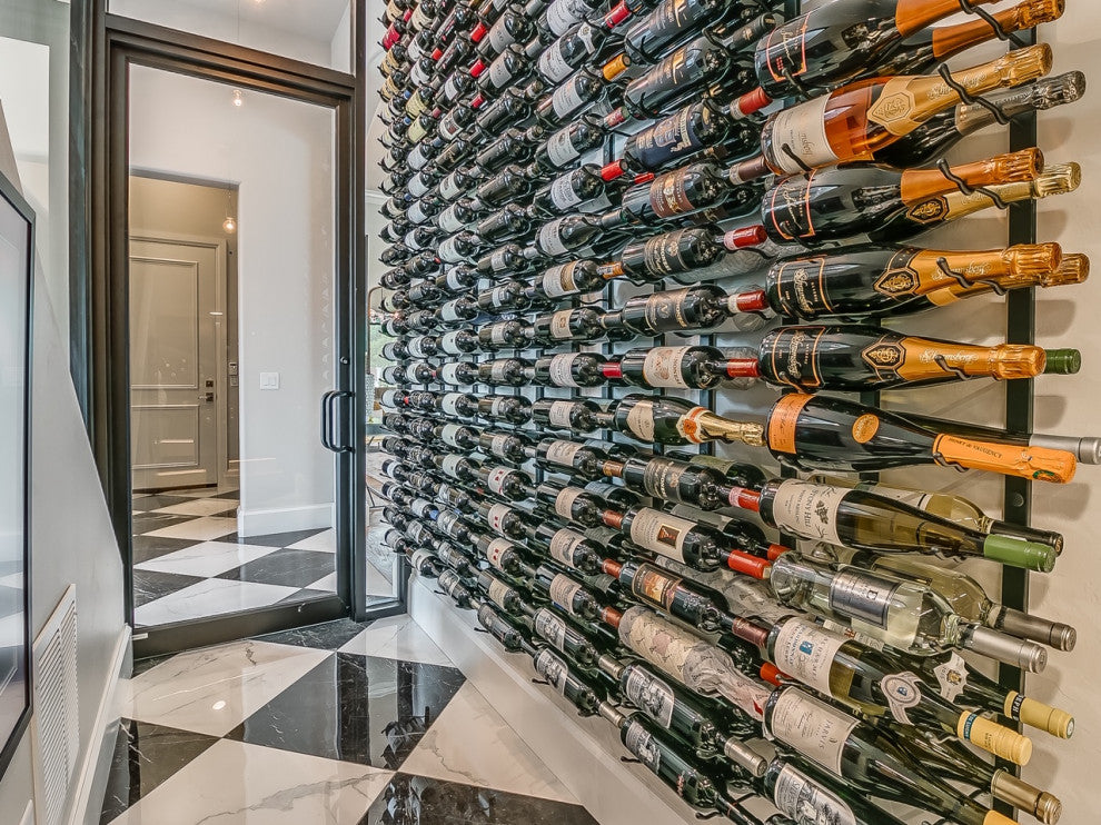 W Series Wine Rack 7, Wall Mounted Metal Bottle Storage, Matte Black, 42 Bottles, Double Deep