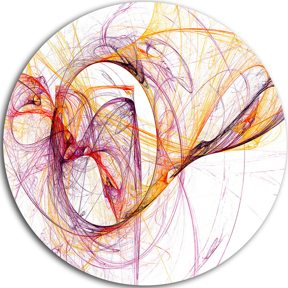 Wisps Of Smoke Orange Purple, Abstract Large Disc Metal Wall Art, 23"