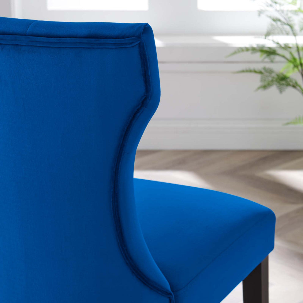 Side Dining Chair, Set of 2, Blue Navy, Velvet, Modern, Cafe Bistro Hospitality