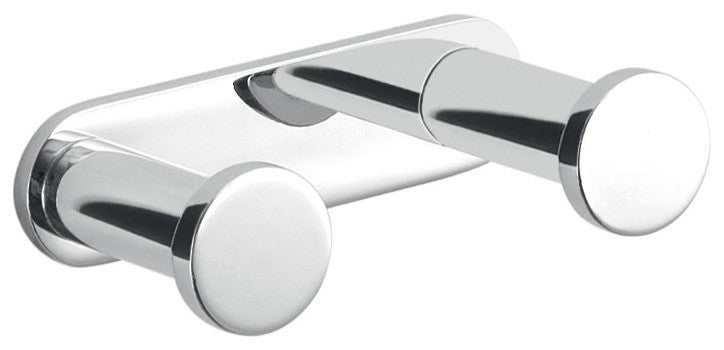 Round Polished Chrome Brass Double Bathroom Hook