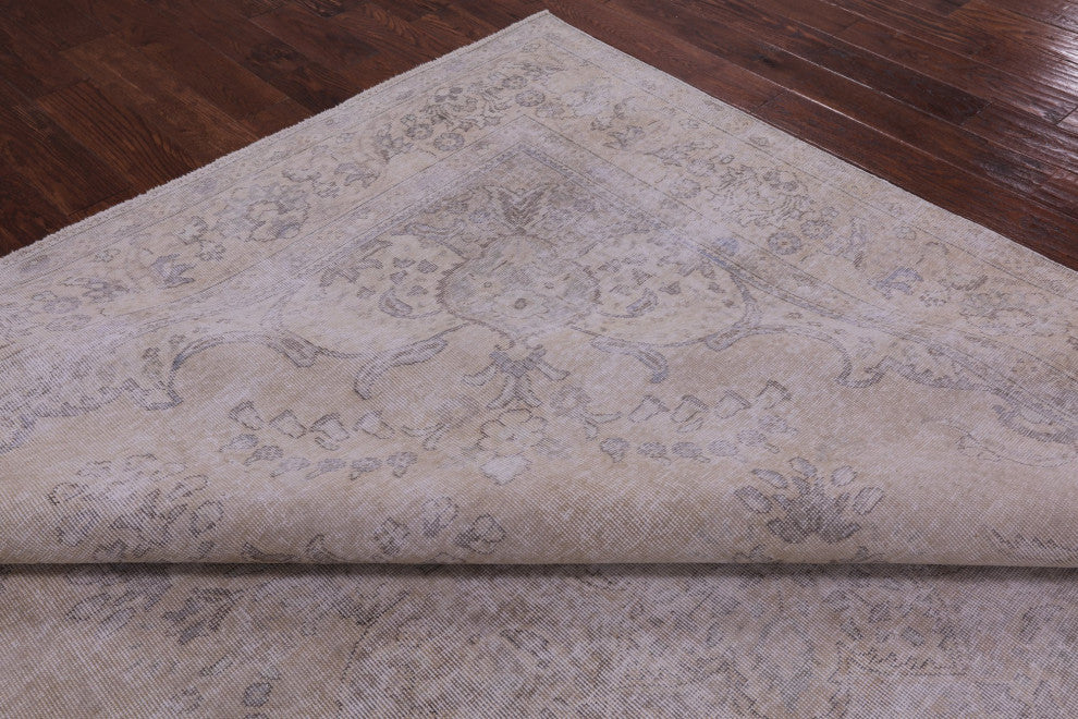 9' 7" X 12' 3" Hand Knotted Persian Vintage White Wash Rug Q4647