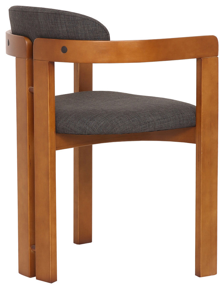 Byrnes Dining Chair, Walnut Wood Finish and Charcoal Fabric, Set of 2