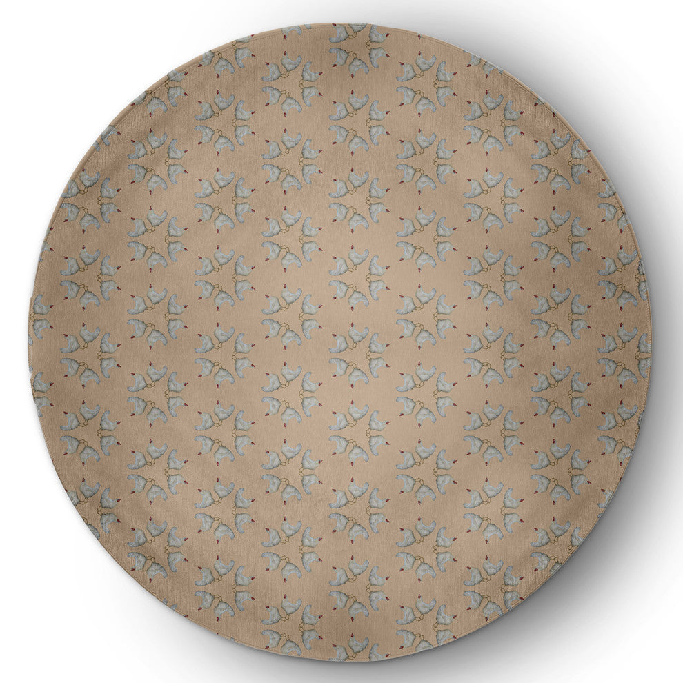 Chickens-go-round Easter Chenille Rug, Basswood Brown, 5' Round