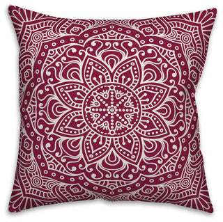 Maroon Boho Medallion 18x18 Throw Pillow