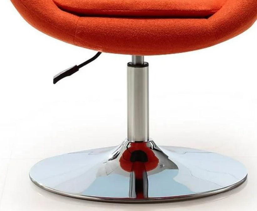 Set of 2 Accent Chair, Adjustable Cushioned Seat & Curved Back, Orange Fabric