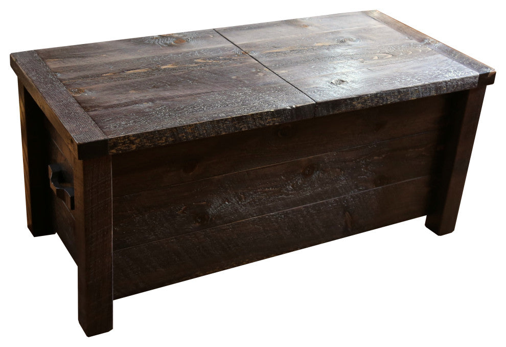 Barnwood Style Timber Peg Sliding Top Coffee Table, Dusk