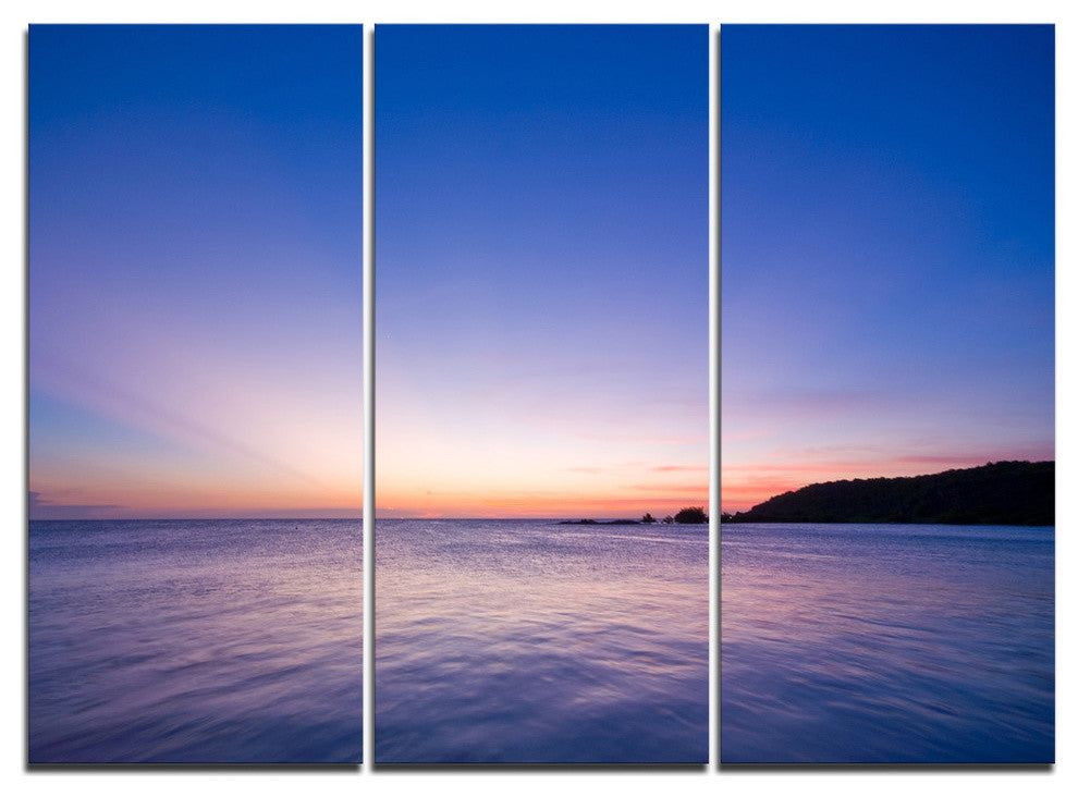 "Bright Blue Sky and Waters at Sunset" Metal Wall Art, 3 Panels, 36"x28"