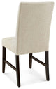 Tufted Side Dining Chair, Set of 2, Fabric, Wood, Beige, Cafe Bistro Restaurant
