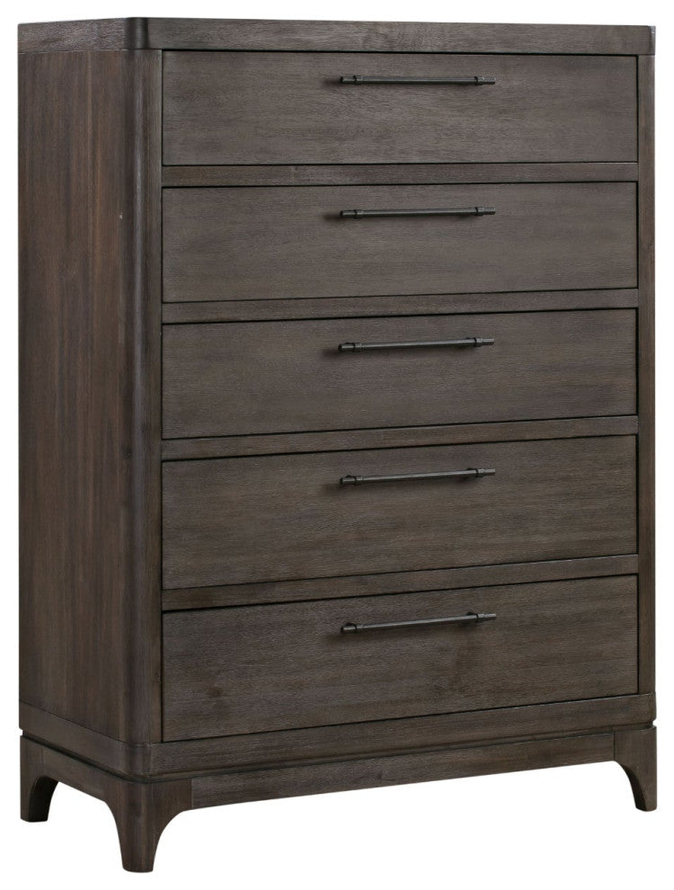 Modus Cicero 5PC Queen Upholstered Bed Set w Chest in Rustic