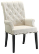 Fabric Dining Armchair with Nailhead Trim, Beige