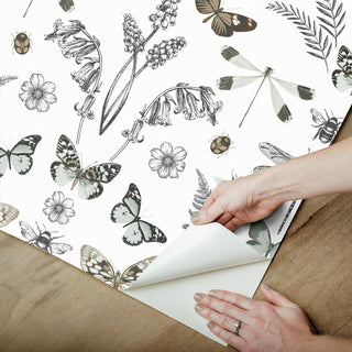 Hidden Treasures White Peel and Stick Wallpaper