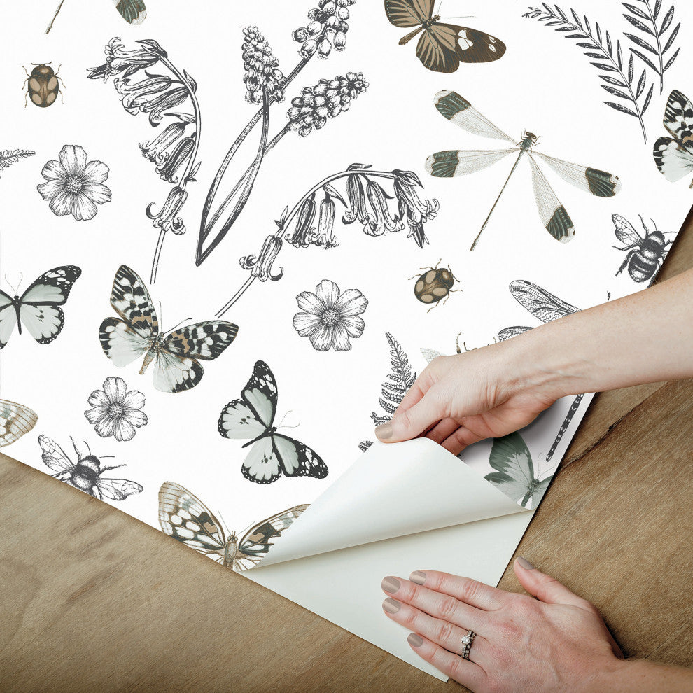 Hidden Treasures White Peel and Stick Wallpaper