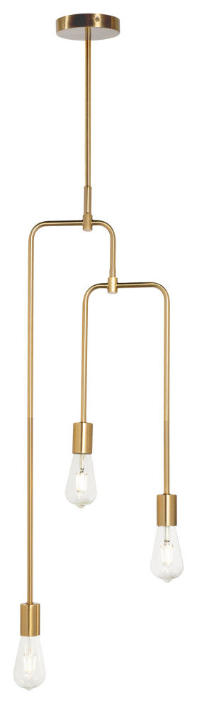 Chandler 3 Light Brass Metal Pendant Light