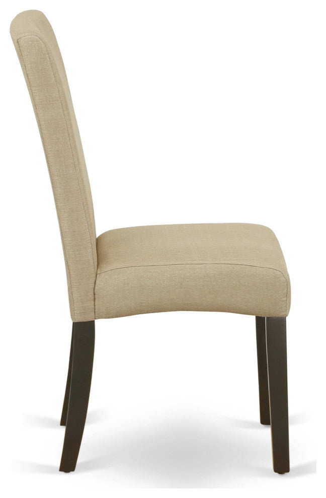 3Pc Round 42" Dining Table, Two Parson Chair, Cappuccino Finish Leg