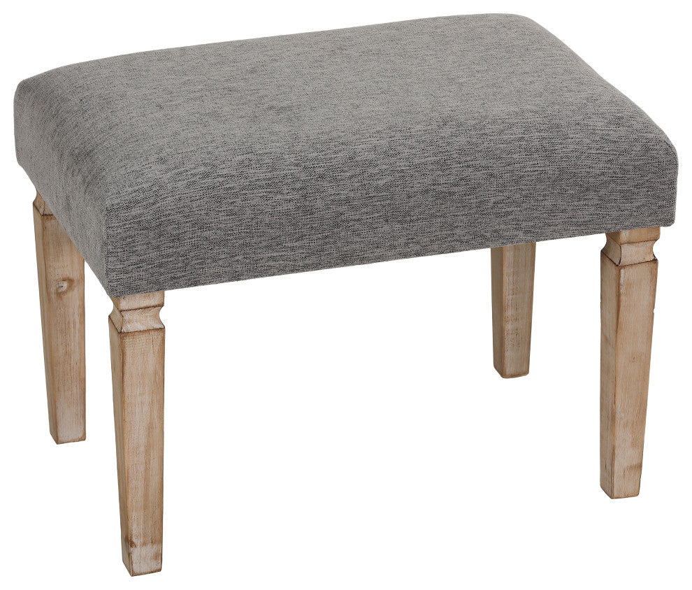 Cortesi Home Oslo Grey Fabric Ottoman With Wooden Legs