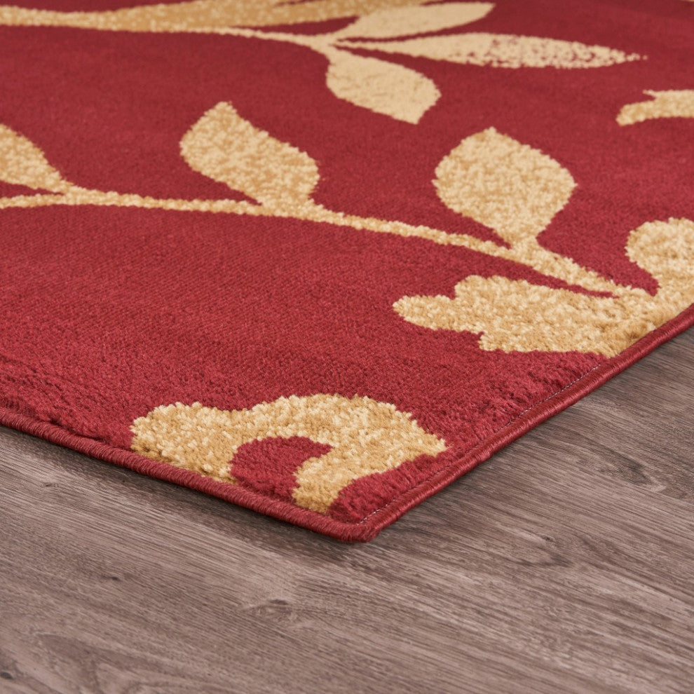 8" x 9" Red Filigree Vines Area Rug