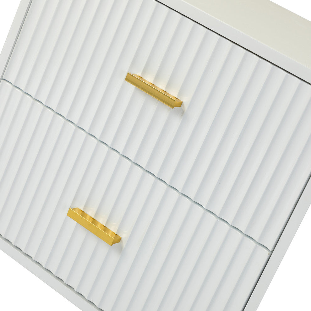 Contemporary 2-Drawer Nightstand, White