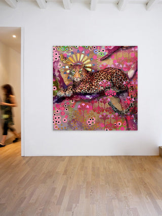 "Leopard and Butterfly" Painting Print on Wrapped Canvas