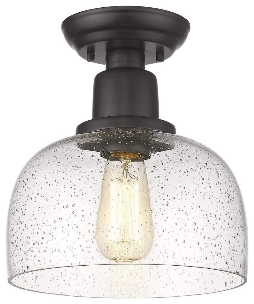 Black Semi Flush Mount Ceiling Light, Farmhouse