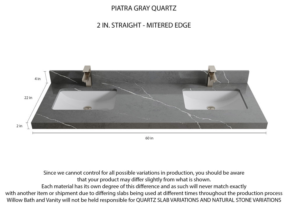 Parker 60 Double Sink Bathroom Vanity in Lafayette Green  2" Piatra Gray