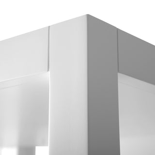 Vanity Art 21" Freestanding Linen Cabinet, Linear White, Matte Black Handle