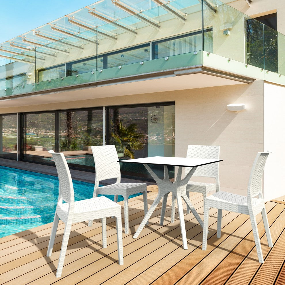 Compamia Ibiza 5-Piece Square Outdoor Dining Set, White