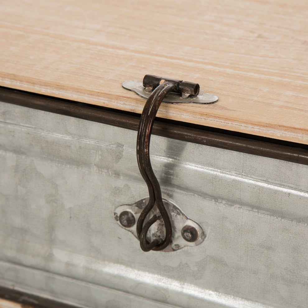 Galvanized Wood Storage Chests Set of 2