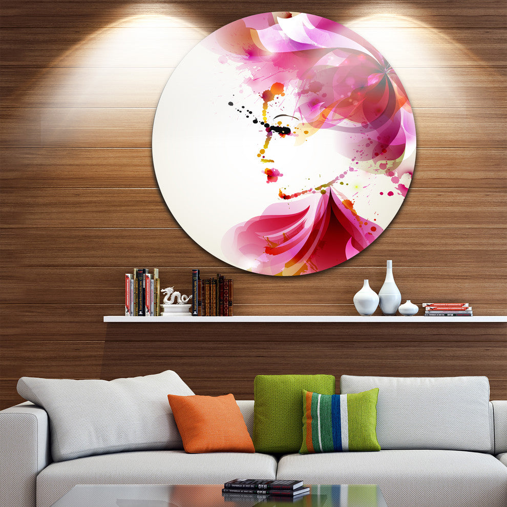 Fashion Woman With Abstract Hair, Digital Disc Metal Artwork, 11"