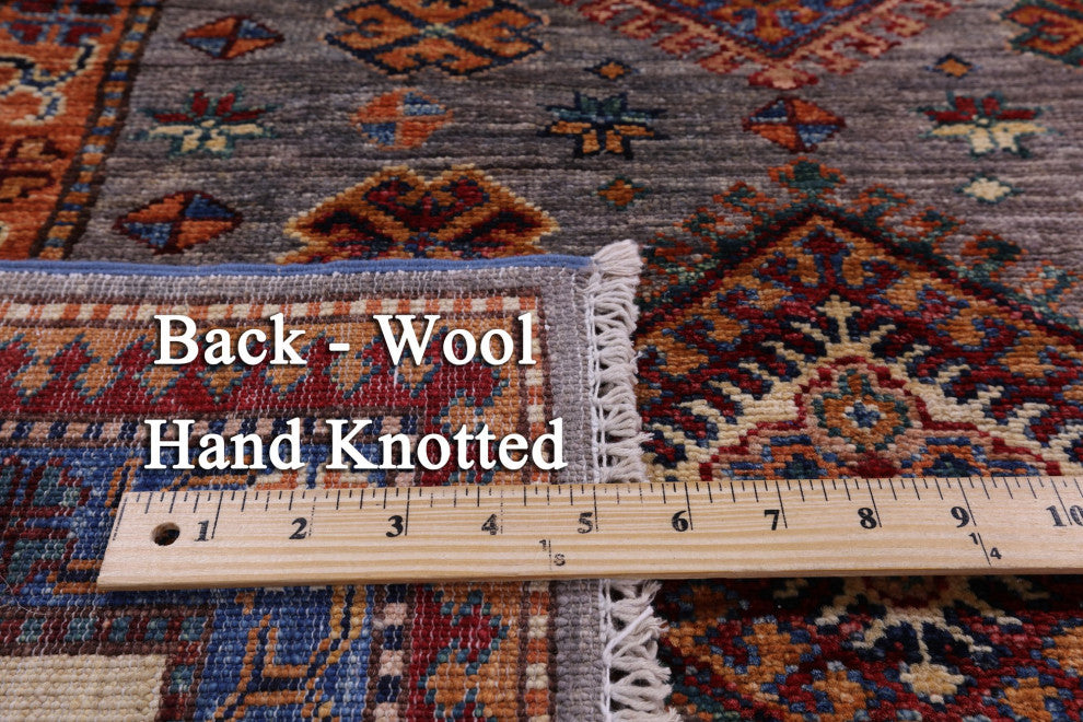 5' 6" X 8' 3" Super Kazak Geometric Hand Knotted Rug - Q12346